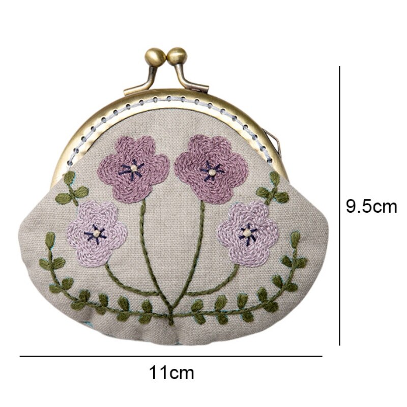 Handwork Crafts DIY Embroidery Coin Purse Cloth Material Package Embroidery Kit Flower Alone Handmade Cross Stitch kit: A6