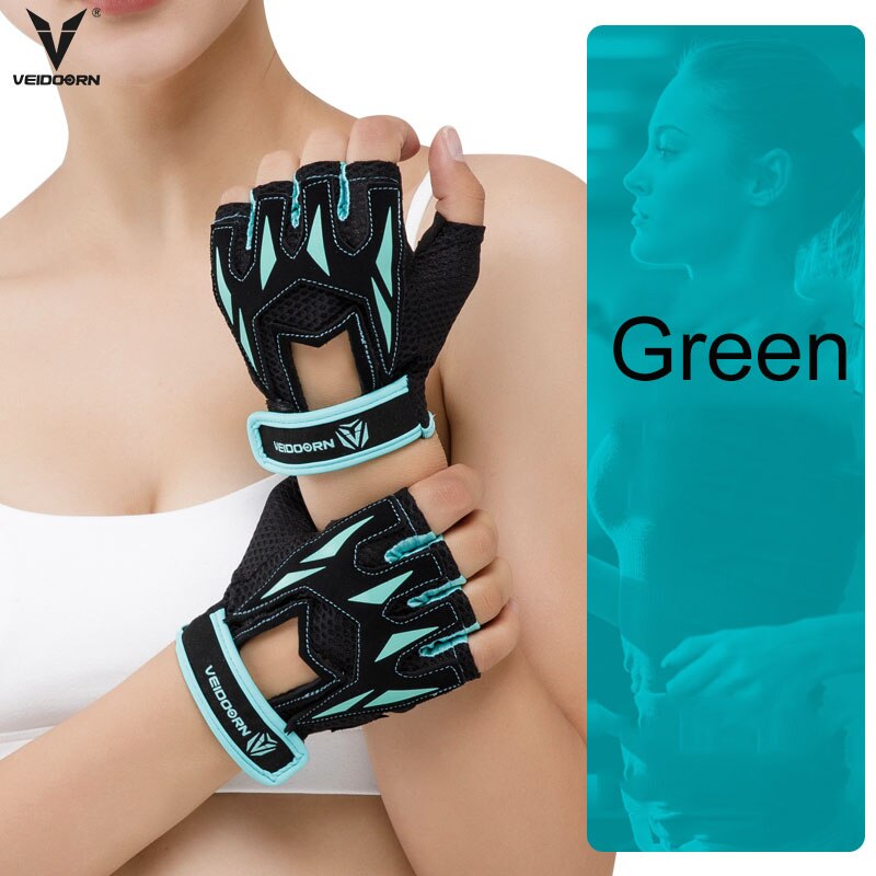 Veidoorn Professionele Gym Handschoenen Oefening Handschoenen Vrouwen Handen Beschermen Ademende Sport Handschoenen Sport Fitness Gewicht-Lifting: 5610New green / S