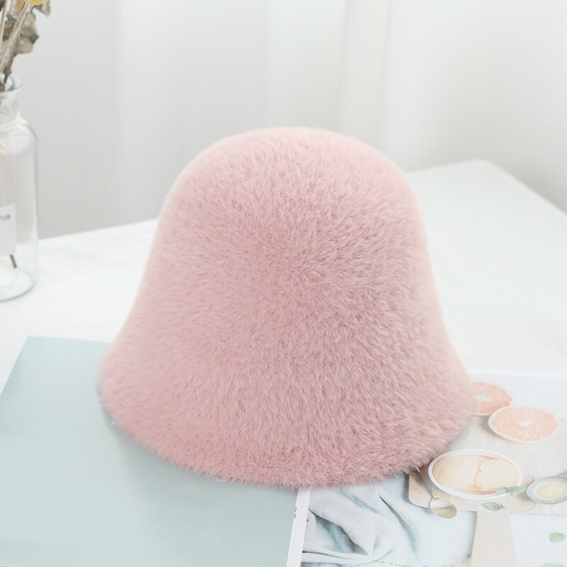 Invierno de lana gorra sombrero con forma de cubo para mujer Simple gorros de Hip Hop de lana sombrero de pescador grueso cálido mujer encabezamiento japonés tapa plana