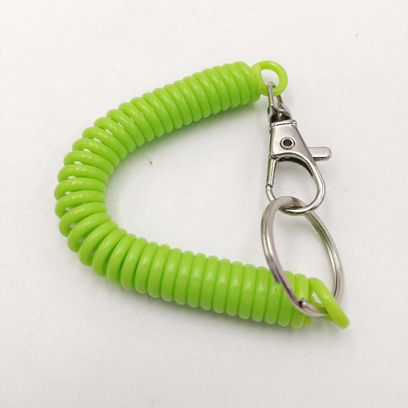 Llavero retráctil elástico de plástico, bobina de resorte para muñeca, cordón elástico en espiral, llavero: Gris