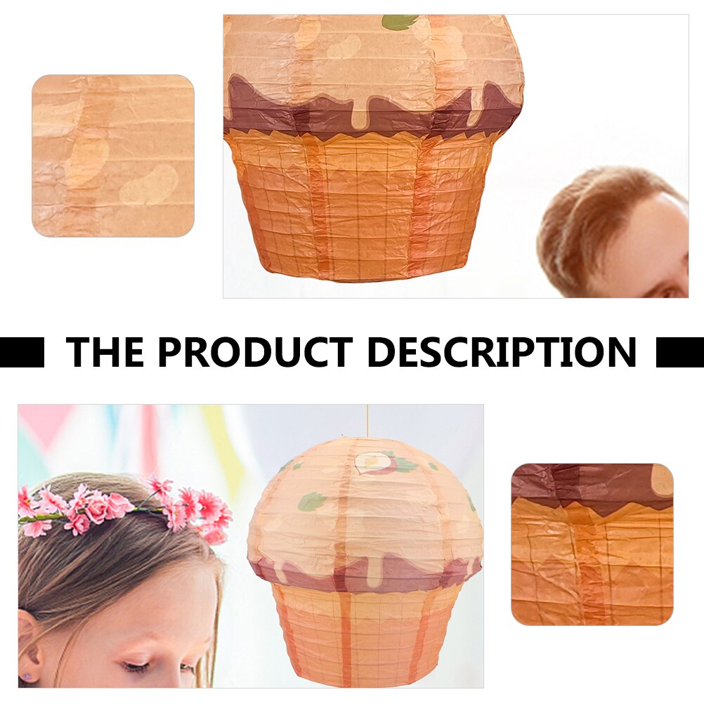 1pc Folding Paper Lantern Cake-shaped Paper Lantern Hanging Lantern for Decor