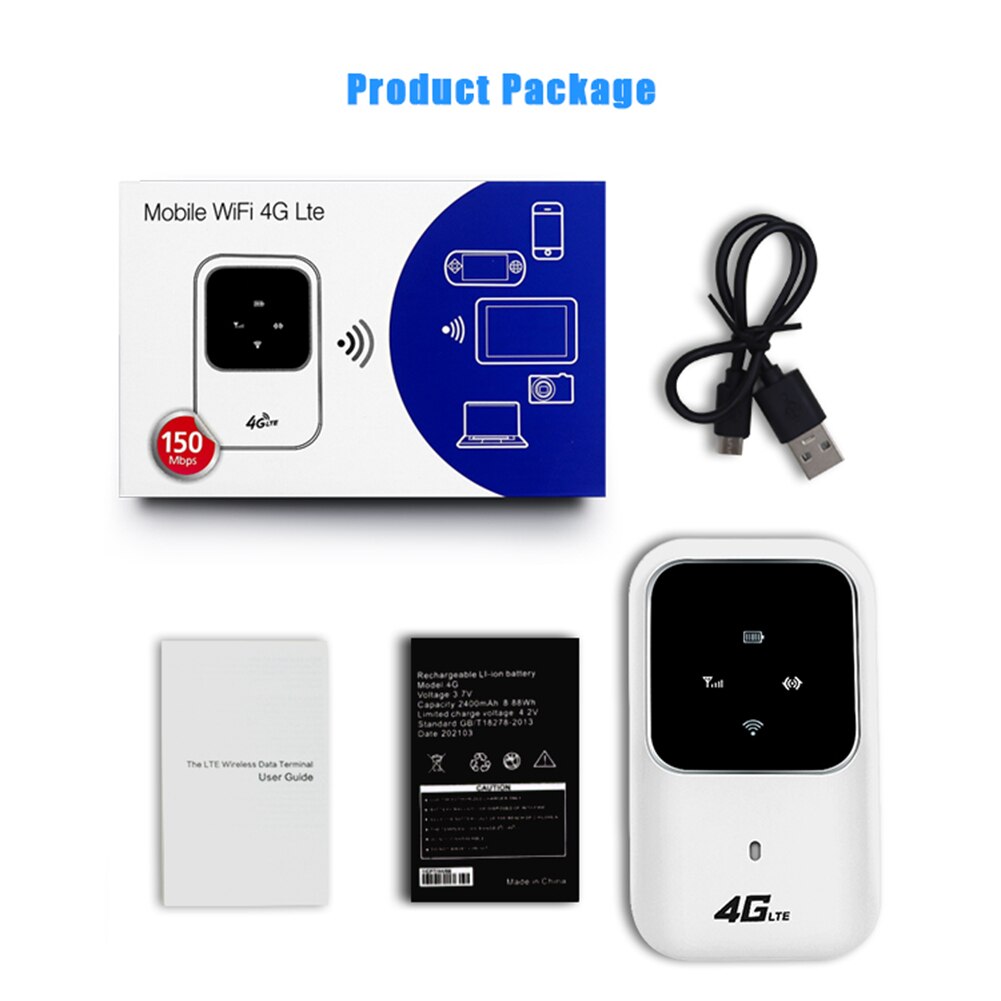 4g trådløs router mobilt bredbånd bærbar wi-fi bildelingsenhed sim-kort slot lte mifi-modem