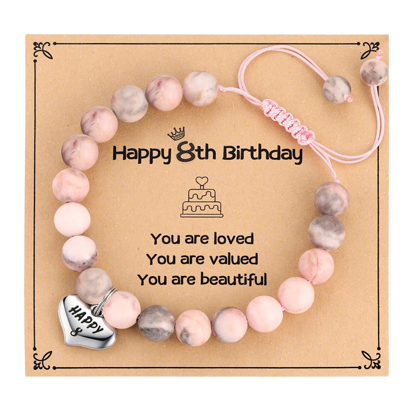 Alles Gute zum Geburtstag für 5-25 Jahre alte Mädchen, Geburtstag geflochtene Perlen Armbinde für ändern 5 bis 25 Tochter Enkelin Nichte: VERMEIL