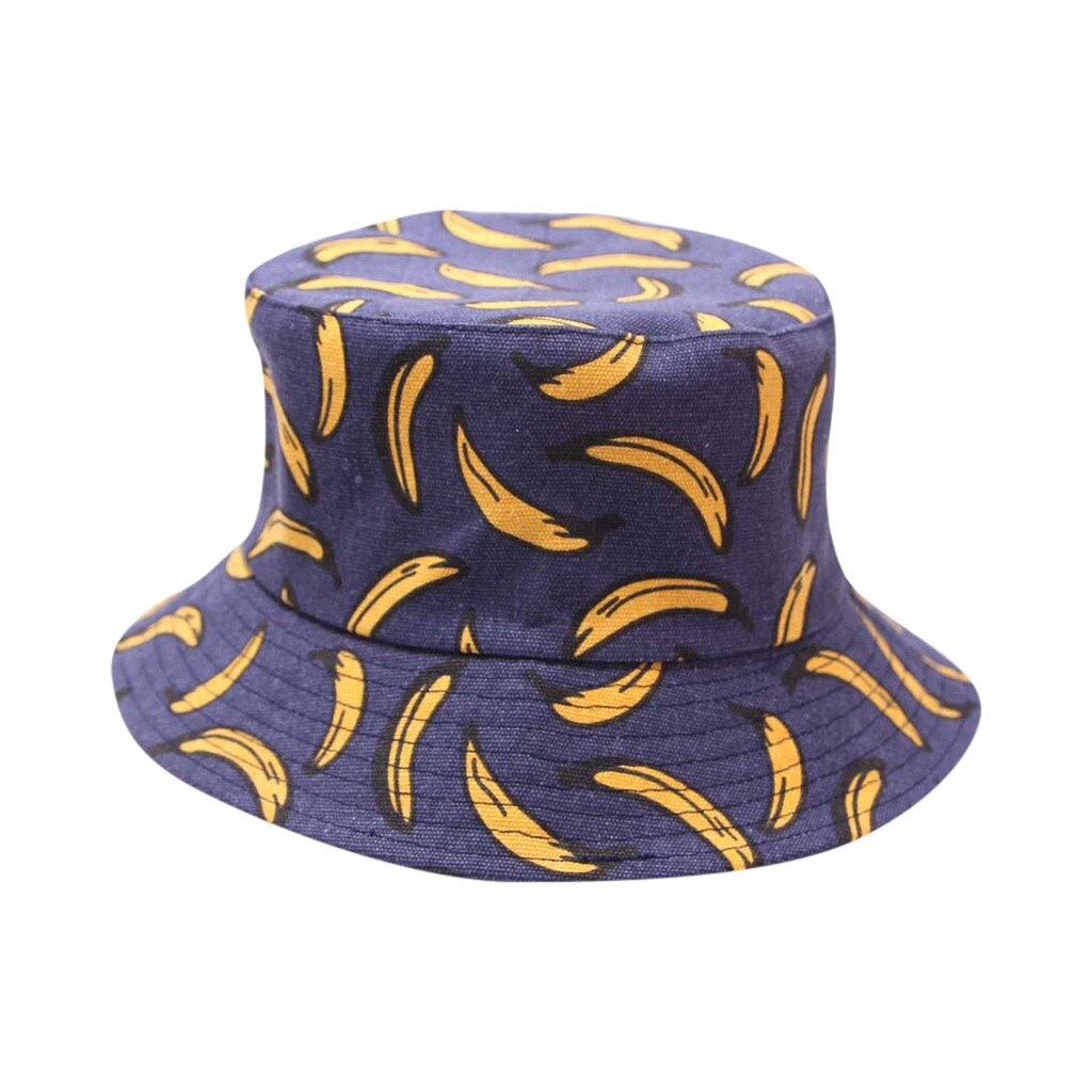 25# Adult Unisex Cap Banana Print Outdoor Sun Travel Casual Pot Bucket Hat Spring Outdoor Sunscreen fisherman hat Caps: B