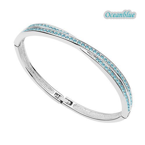 AAAA + Strass Kreis Manschette X Armband Armreif modeschmuck freies charme frauen nette romantische liebhaber: silver ocean blue