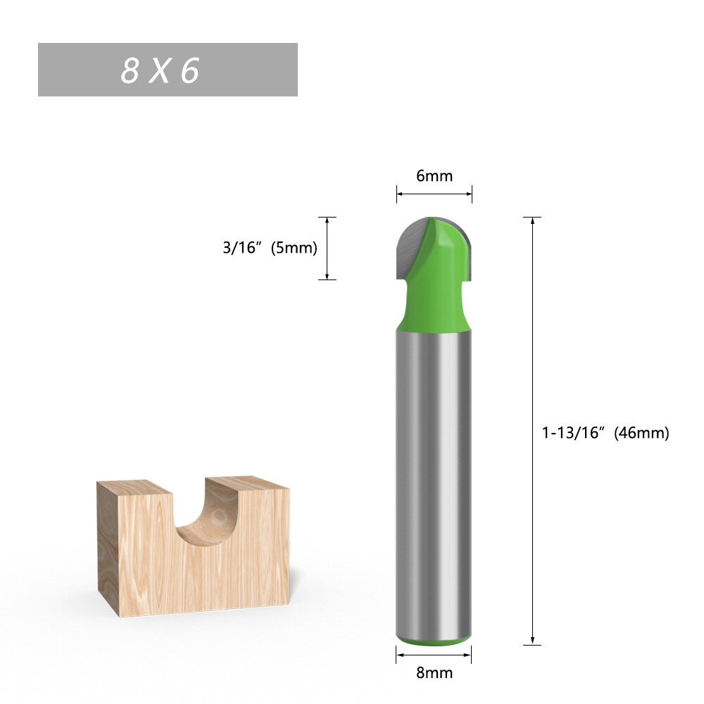 8mm Shank Ball Nose End Mill Round Nose Cove CNC Milling Cutter Bit Radius Core Box Solid Carbide Router Bit Woodworking Tools: 8X6mm