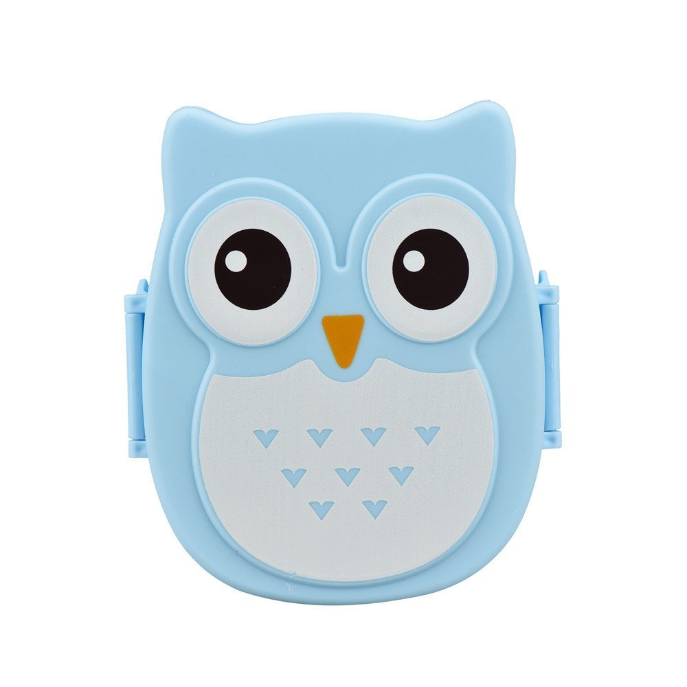 Brand Kawaii Candy Color Owl Lunch Box Microwave Oven Bento Container Case Dinnerware Children's Birthday (00097): Blue