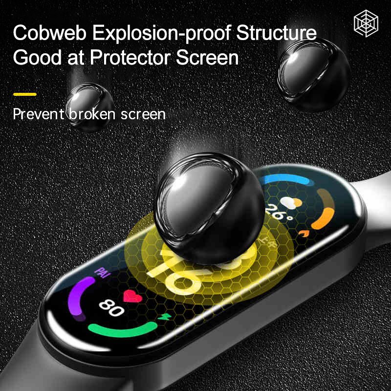 Filme protetor de tela de vidro macio para xiaomi mi banda 4 5 6 miband relógio inteligente capa protetora caso cinta pulseira acessórios