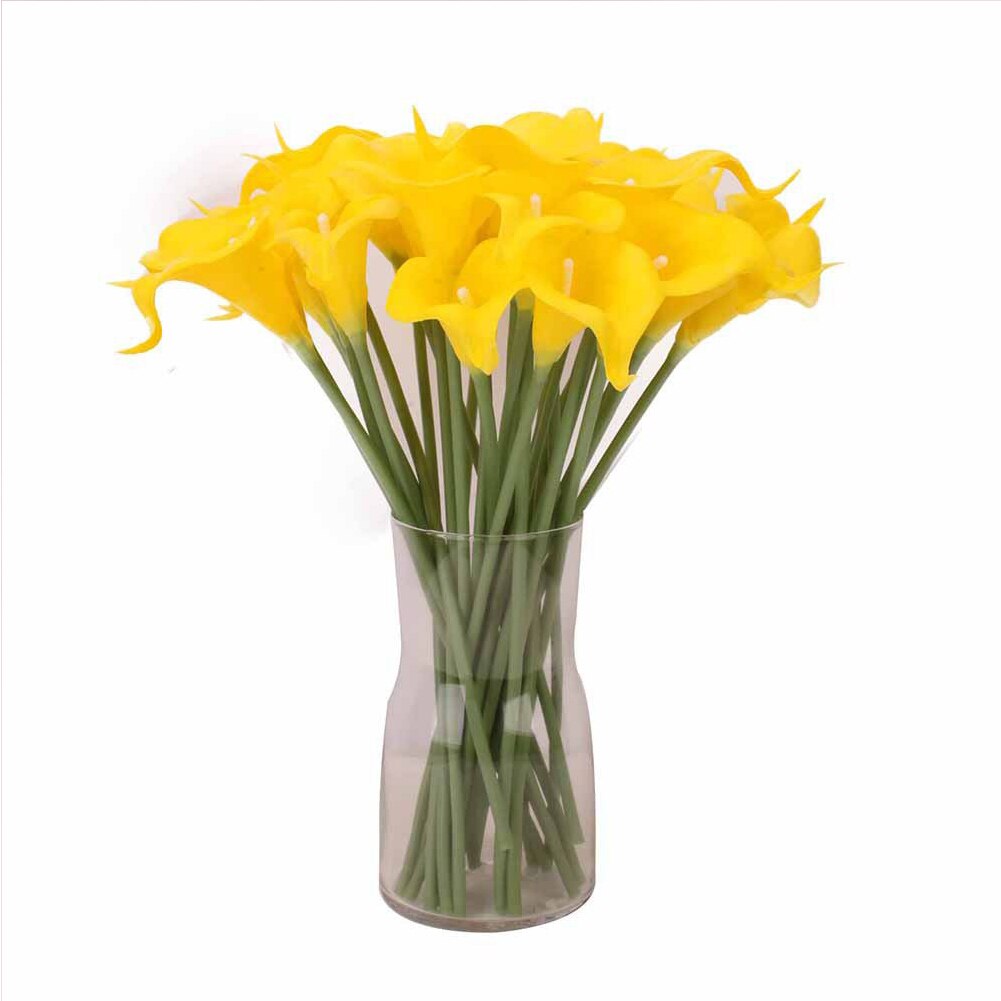 10Pcs Kunstmatige Calla Lelie Bos Latex Real Touch Nep Bloem Tuin Bridal Wedding Tafel Home Decor Boeket: YELLOW