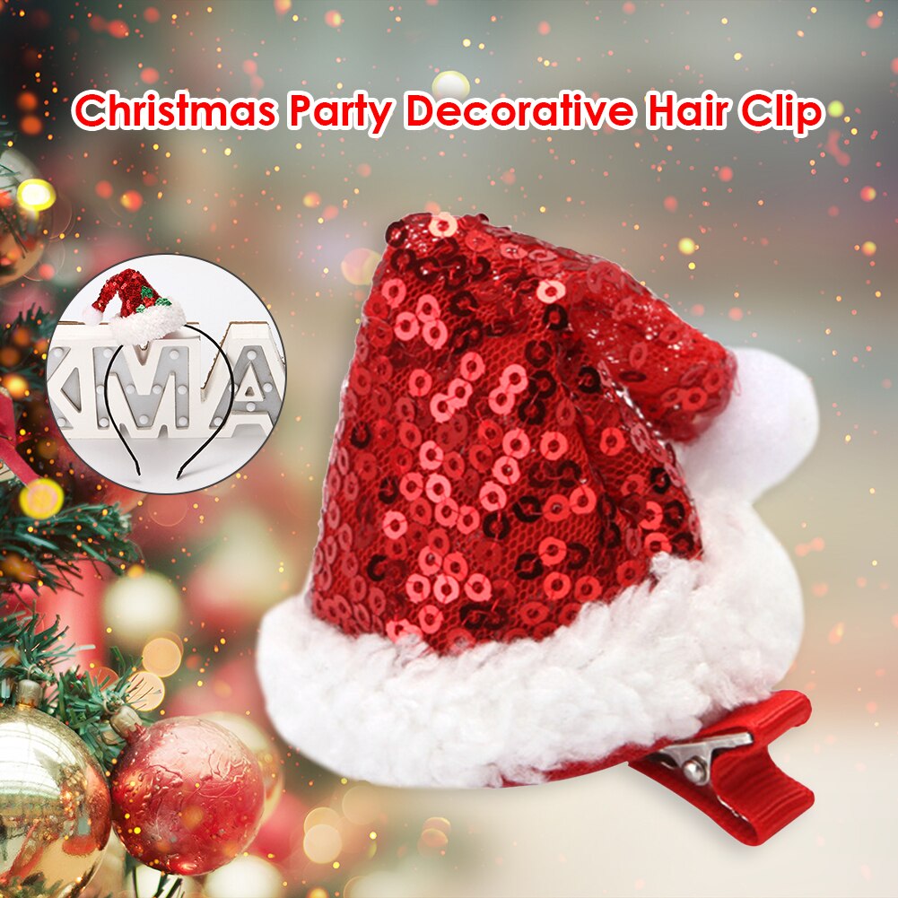 Sombrero de Navidad, Clip para el pelo con lentejuelas, accesorio para el pelo, accesorio decorativo para de cumpleaños, accesorios para el pelo de niños, , Festival