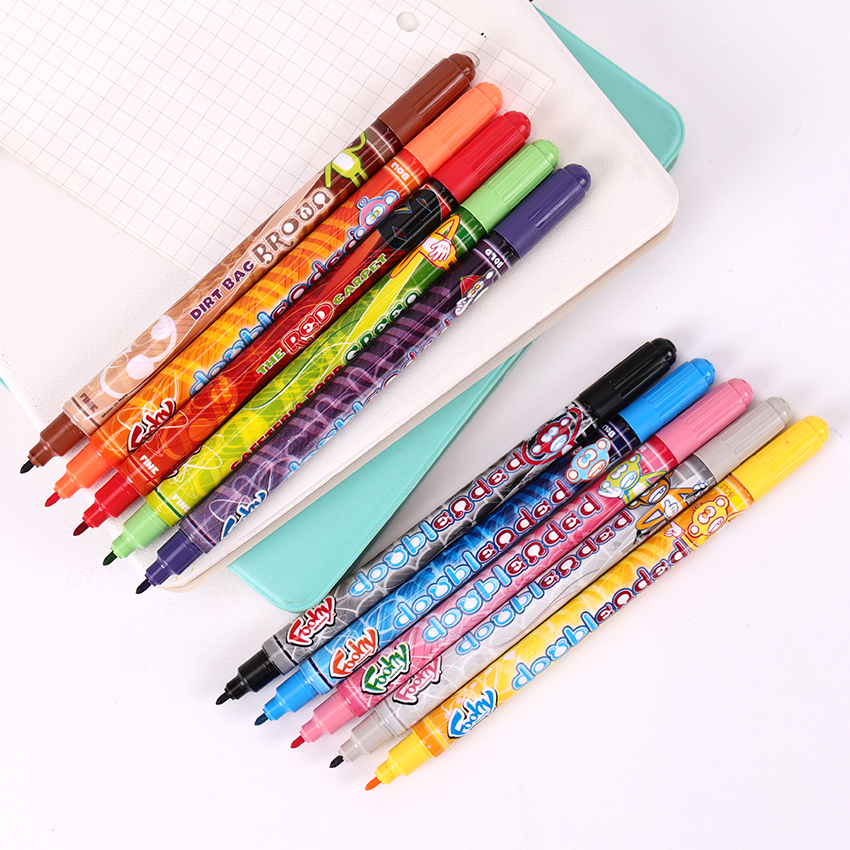 10PCS Kinderen Kan Worden Wassen Kleurpotloden Mode Dubbele Hoofd Kunstenaar Tekening Pen Kid Aquarel Pen School Schilderen Briefpapier