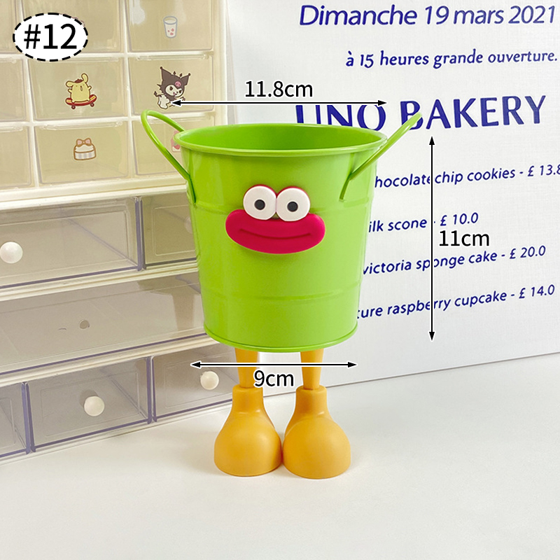 Iron Bucket Box Big Mouth Large Capacity Iron Pen Holder Desktop Flower Pot Arrangement Dormitory Miscellaneous Storage Box: Chocolate