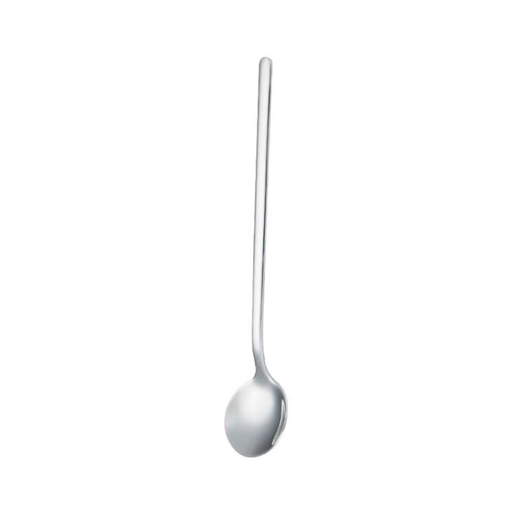 1Pcs 304 Stainless Steel Spoon Small Round Spoon For Ice Cream Dessert Spoon Coffee Stirring Spoon Round Head Spoon: Silver