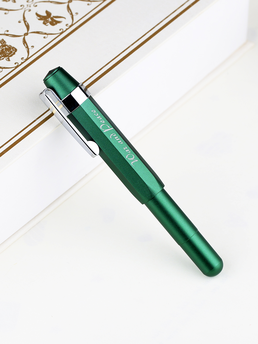 Majohn Alpha Aluminum Alloy Vintage Travel Short Fountain Pen EF/F/Bent Nib Office School Stationery Pocket Ink Writing Pen: green / F