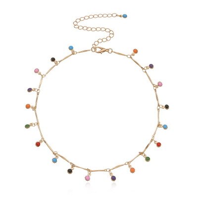 Authentieke Legering Bohemian Stijl Sleutelbeen Keten Kleurrijke Kleine Zonnebloem Ketting Voor Vrouwen Diy Sieraden: gold