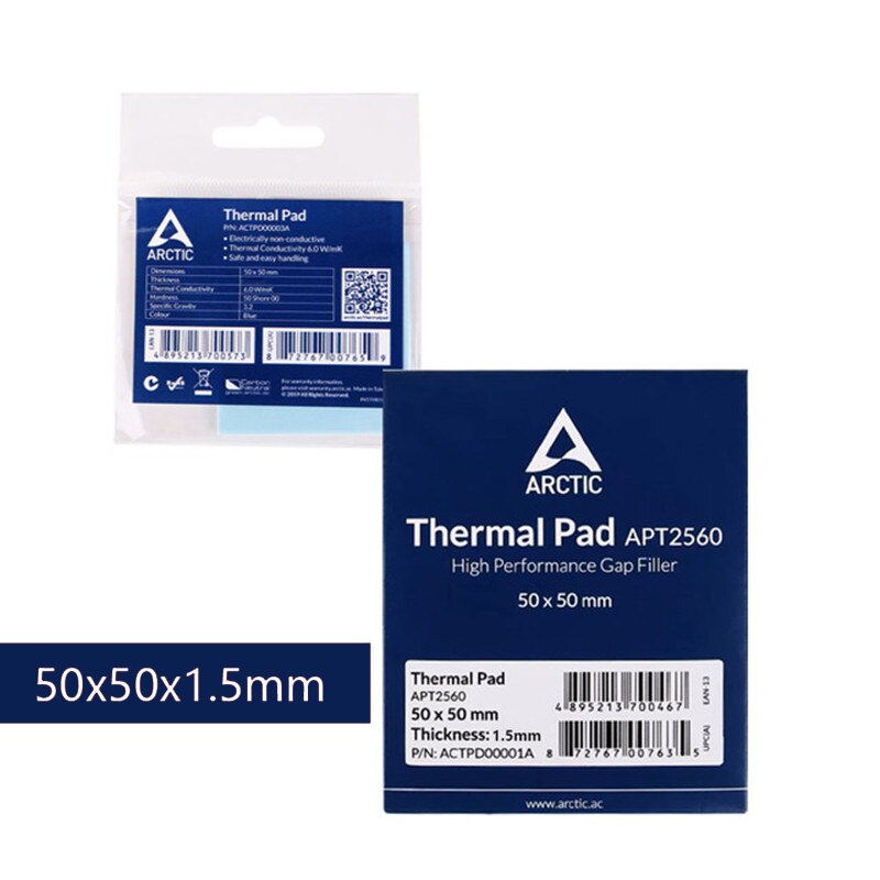 ARCTIC High Efficient Thermal Pad 145x145x0.5/1.0/1.5mm Graphics Card Memory North And South Bridge Water Thermal Pad 6.0 W / mK: 50X50X1.5mm