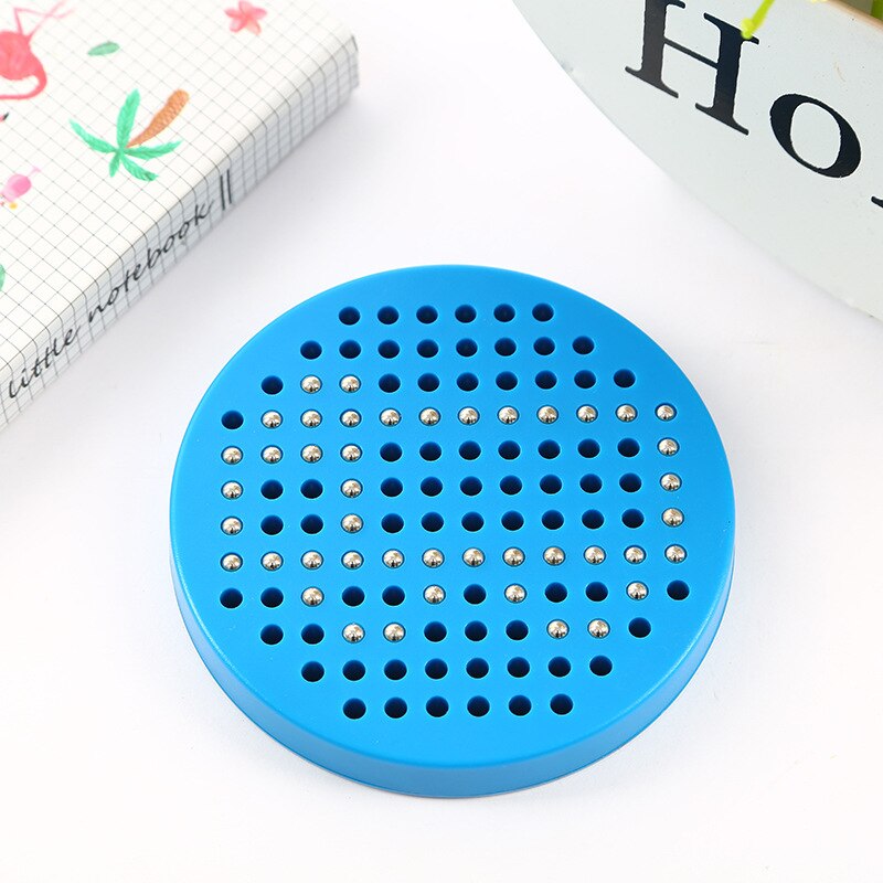 Russian English Magnetic Ball Sketch Pad Tablet Drawing Pen Board Kids Learning Portable Drawing Board Montessori Toy: Round Blue 120