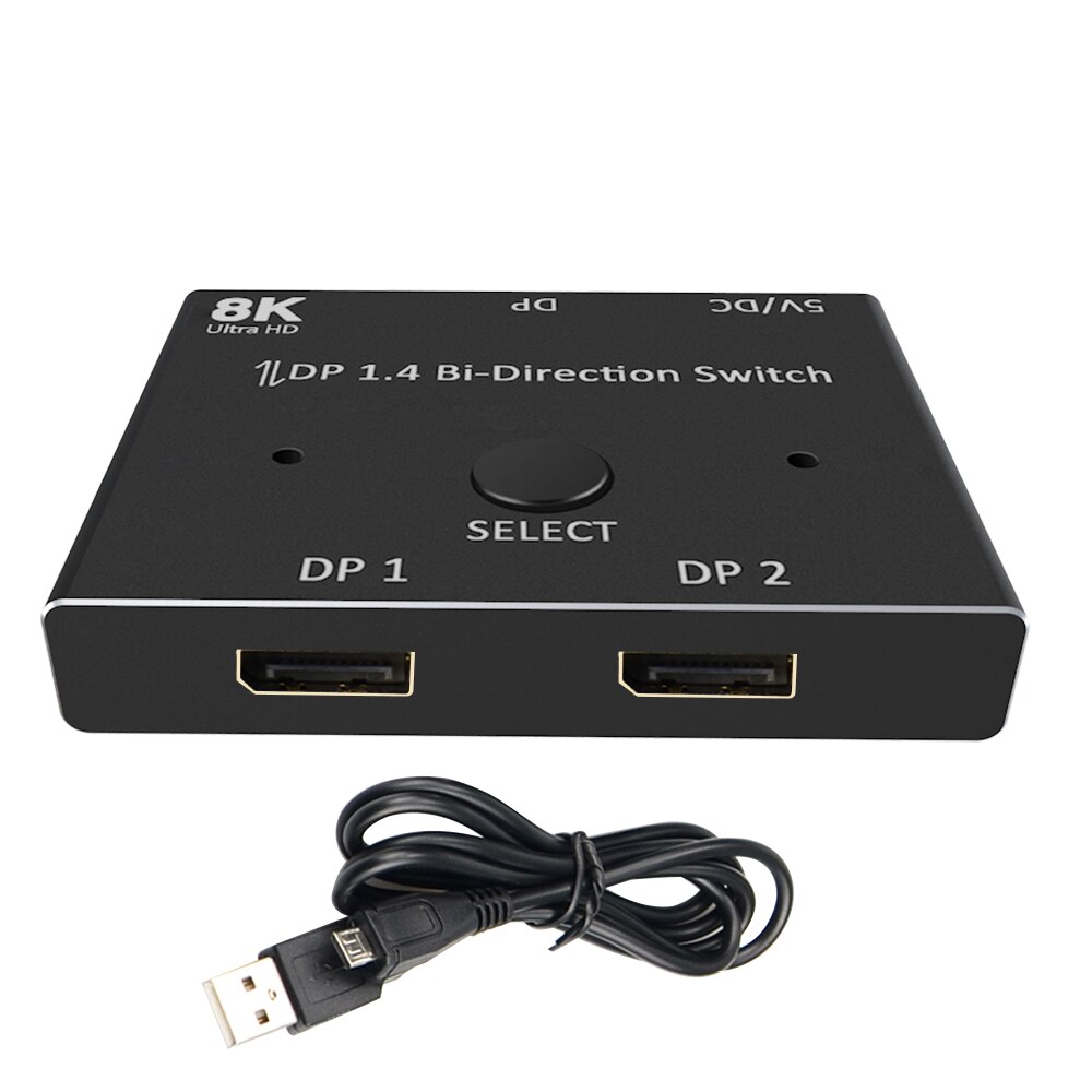 Upmely 144Hz 1.4 Bi-direction Splitter Switcher Displayport 2X1 1X2 8K@30Hz,4K@120Hz Dual Mode Switch at Will Support 8K@30Hz