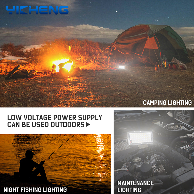 Projecteur LED à Clip électrique 50W 100W DC12V, lampe d&#39;urgence, éclairage extérieur pour Camping, randonnée et travail