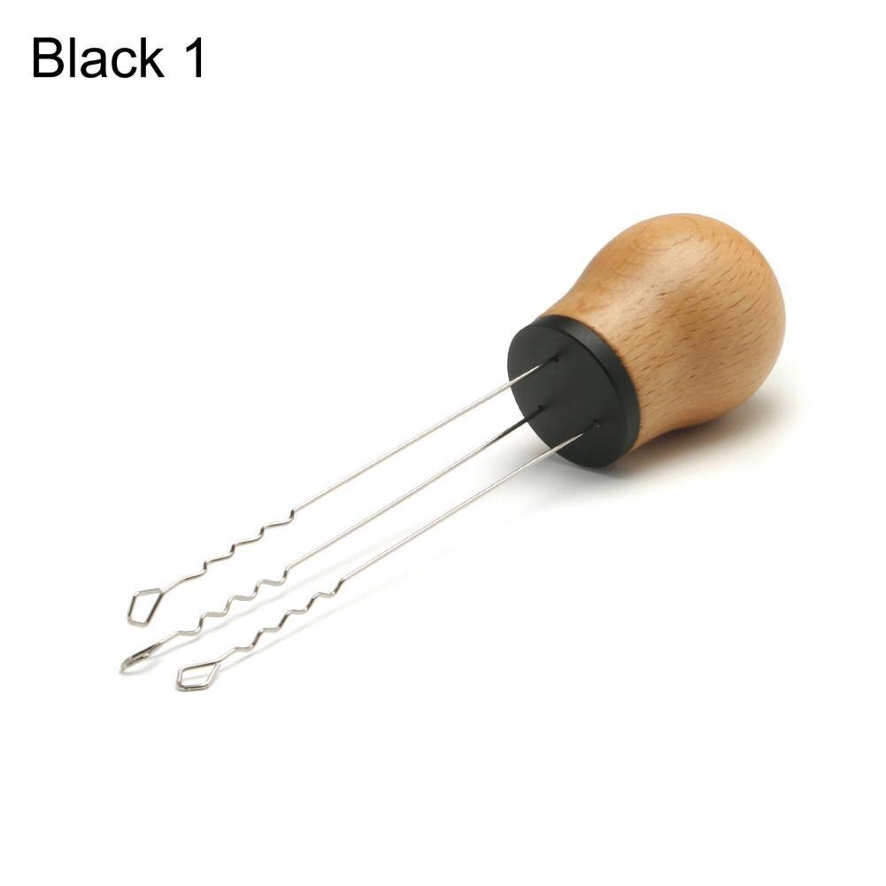 Coffee Distribution Needle Durable Coffee Tamper Leveler Tool Needle Type Wide Application Wood Handle Coffee Stirrer: Black 3