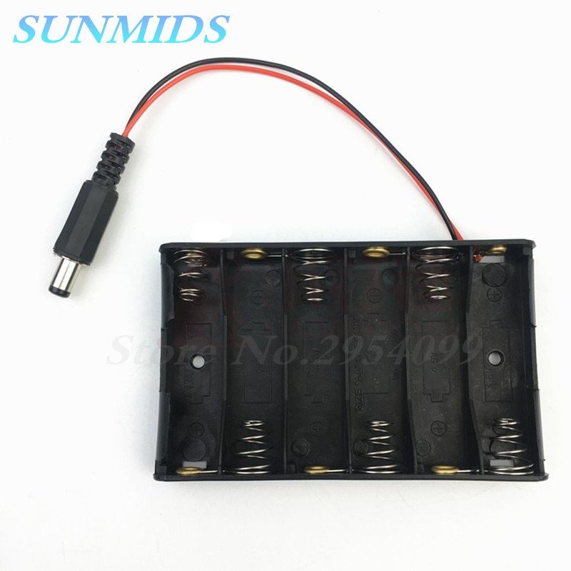 2pcs 6xAA Battery Holder with DC2.1 Power Jack for Arduino UNO