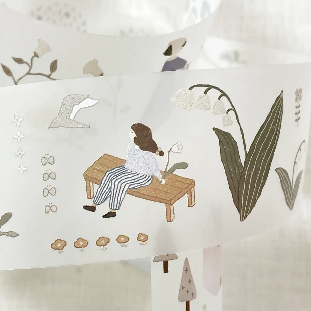 1 bucle de hiedra, nieve, árbol de limón Vintage, granja, bosque, chica, Washi, cinta PET para hacer tarjetas, bricolaje, Plan de álbum de recortes, pegatina decorativa