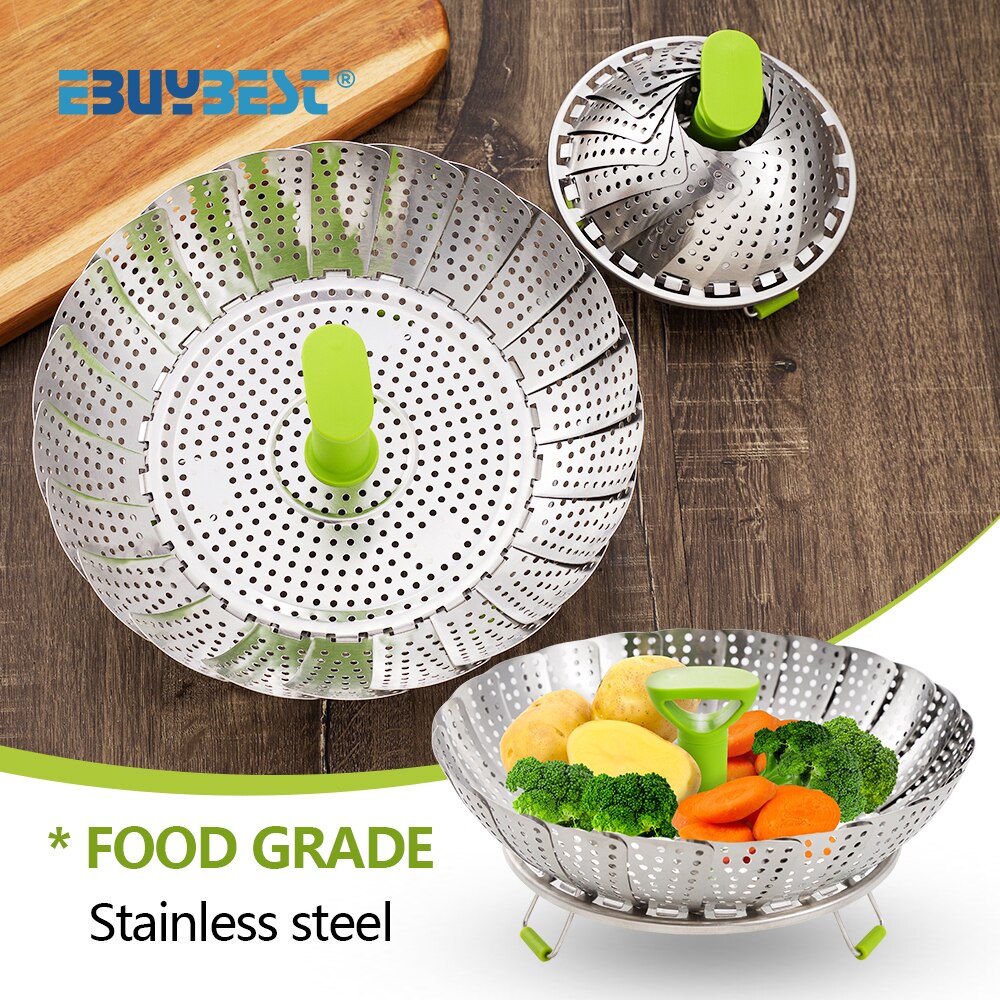 Multifunctional Telescopic Instant Pot Steam Basket Stainless Steel Steam Kitchen Food Steamer Fruit Vegetable Steamer Rack