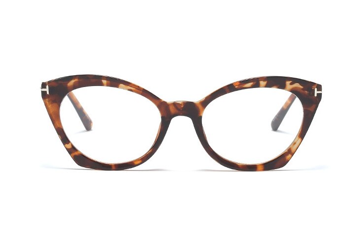 Cat Eye Glasses Frames Men Women Optical Computer Glasses 45761: C5 leopard clear