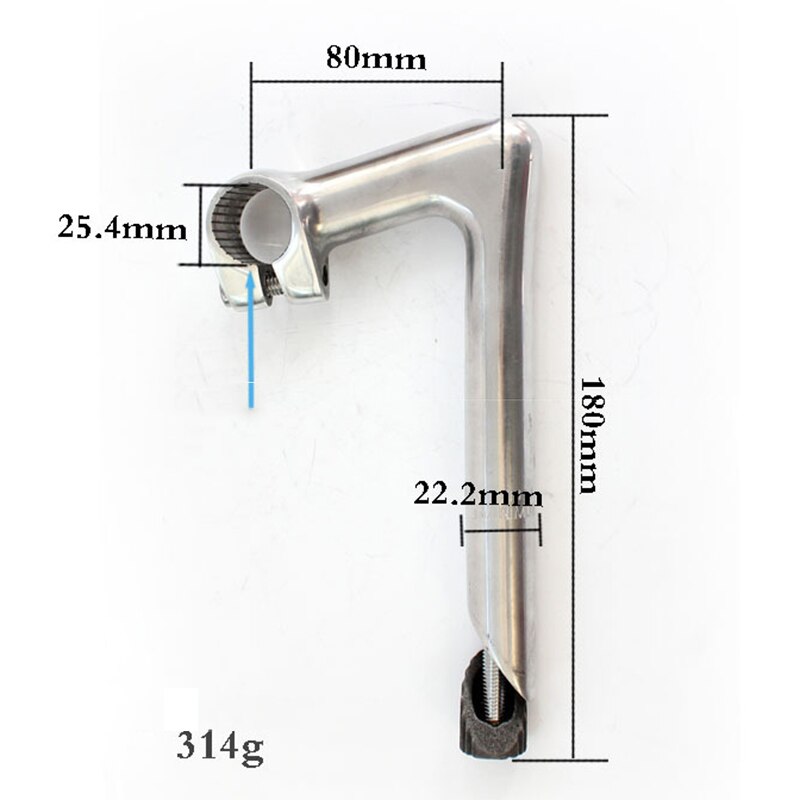 Guidon de vélo de route rétro à col de cygne, 60/80mm x 25.4mm x 22.2mm x 180l: 80mm Silver