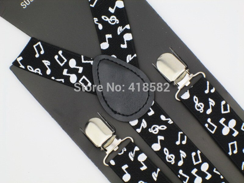 BD018-L Size Heren Modieuze 1 Inch Breed Zwart Wit Muzieknoot Jarretel Vrouwen Brace