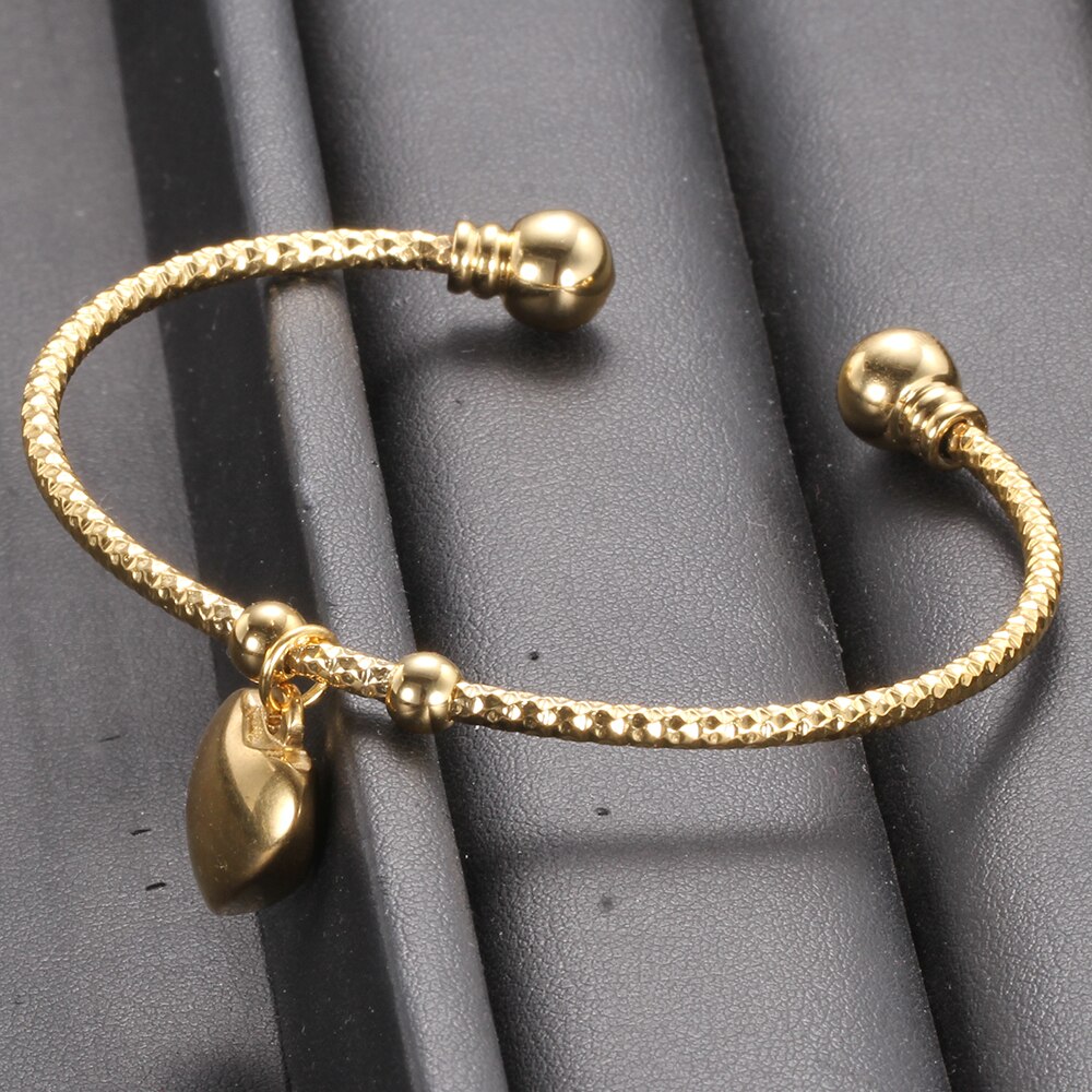 gold Color Stainless Steel heart Bracelet Bangle Initial Charms Bracelets For Women