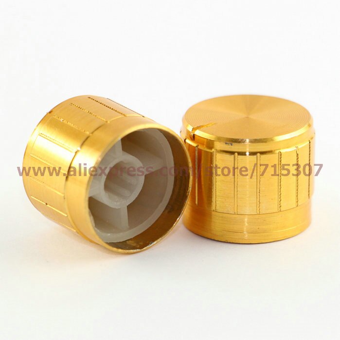 PHISCALE 5 stks gold aluminium potentiometer knop met antislip strepen 21x17x6mm