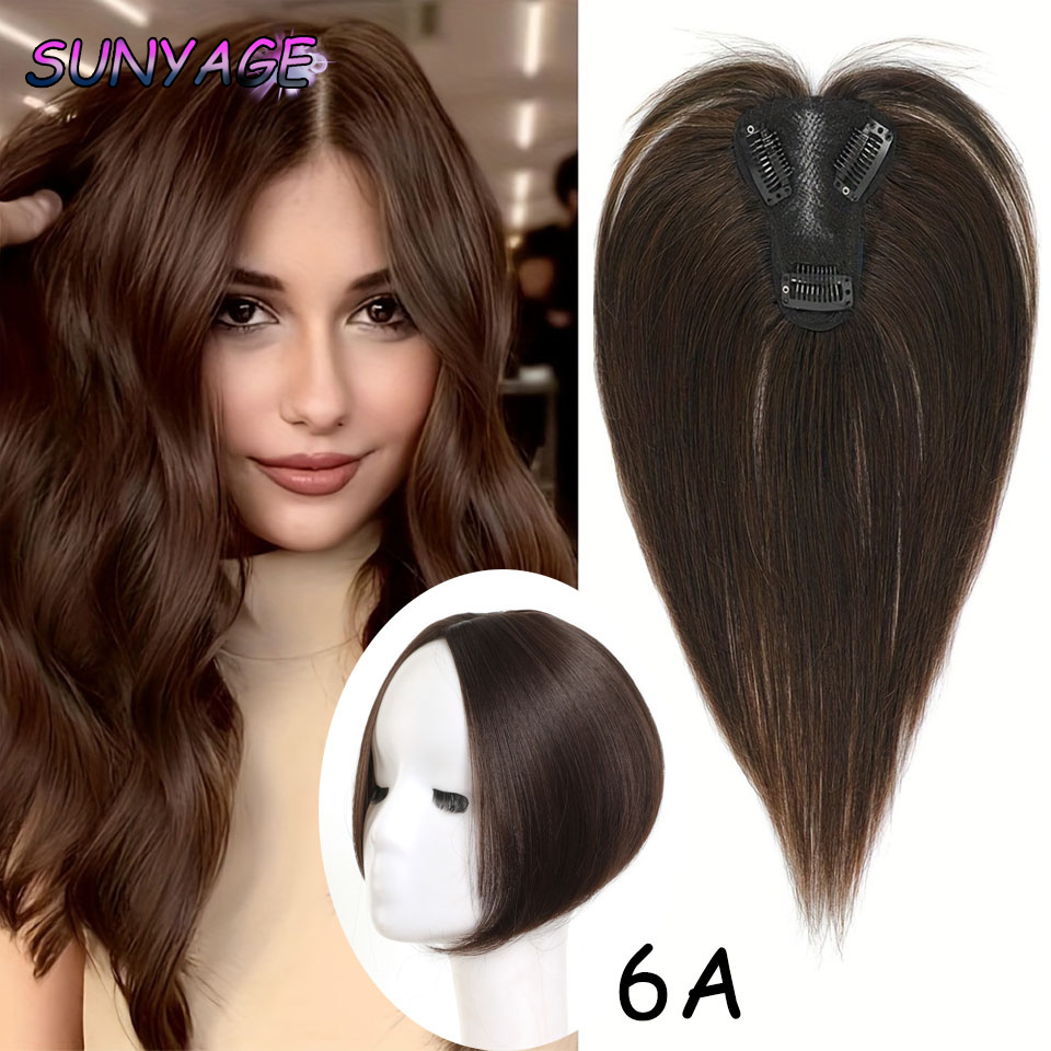SUNYAGE Clip en flequillo de pelo sintético Natural, piezas de cabello con flecos, extensión de cabello de parte media, Topper para mujeres, pérdida de cabello: 1B/27HL