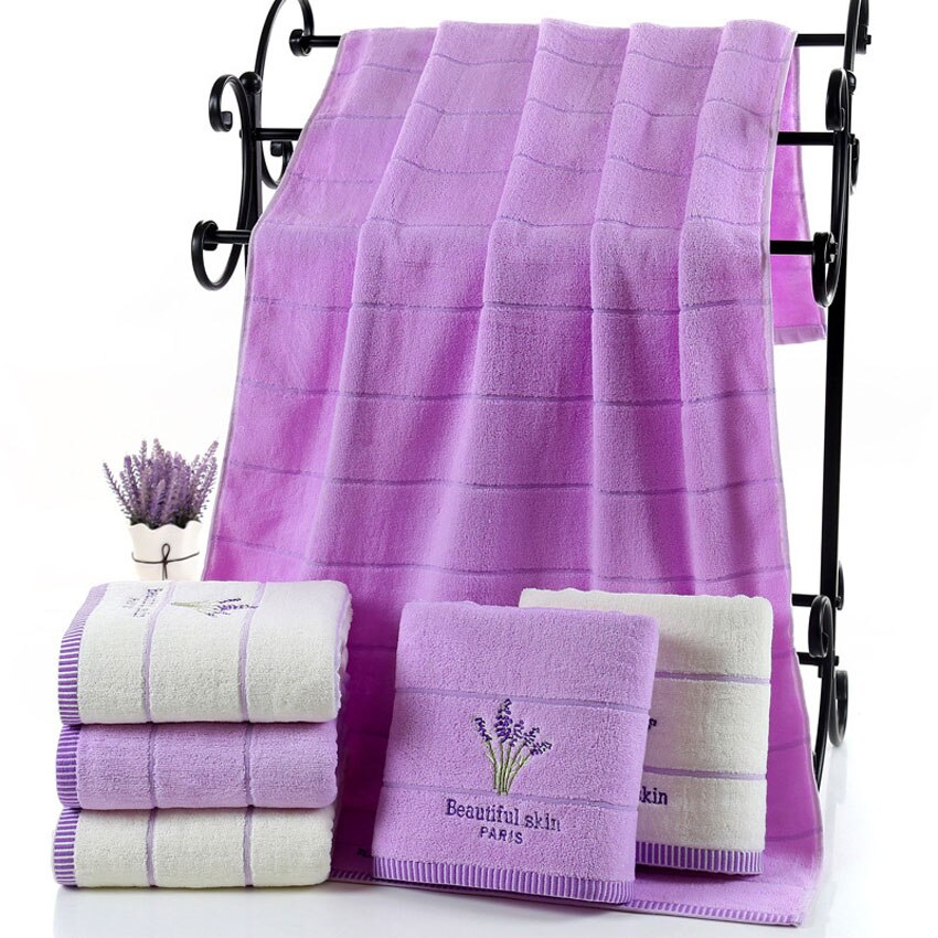 Zachte Lavendel Handdoek Set 100% Katoen Afdrukken Bad Schoonheid Gezicht Handdoek Hotel Spa Handdouche Handdoek Voor Volwassen Kid Thuis toalla De Ducha