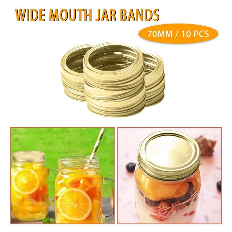 10Set 70Mm Inblikken Deksels Split-Type Deksels Herbruikbare Lekvrije Opslag Solid Caps Metalen Inblikken Deksels Lek proof, goud