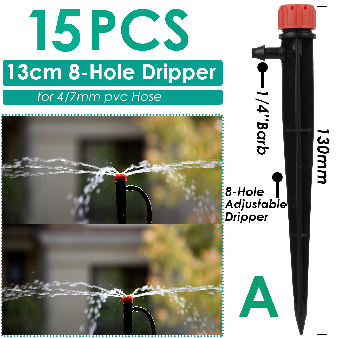 Kesla 15 Pcs Tuin Watering Druppelbuis Sprinkler Verneveling Nozzle Op Stake Druppelaar Invoegen Grond Fit 4/7 Mm slang Kas: green