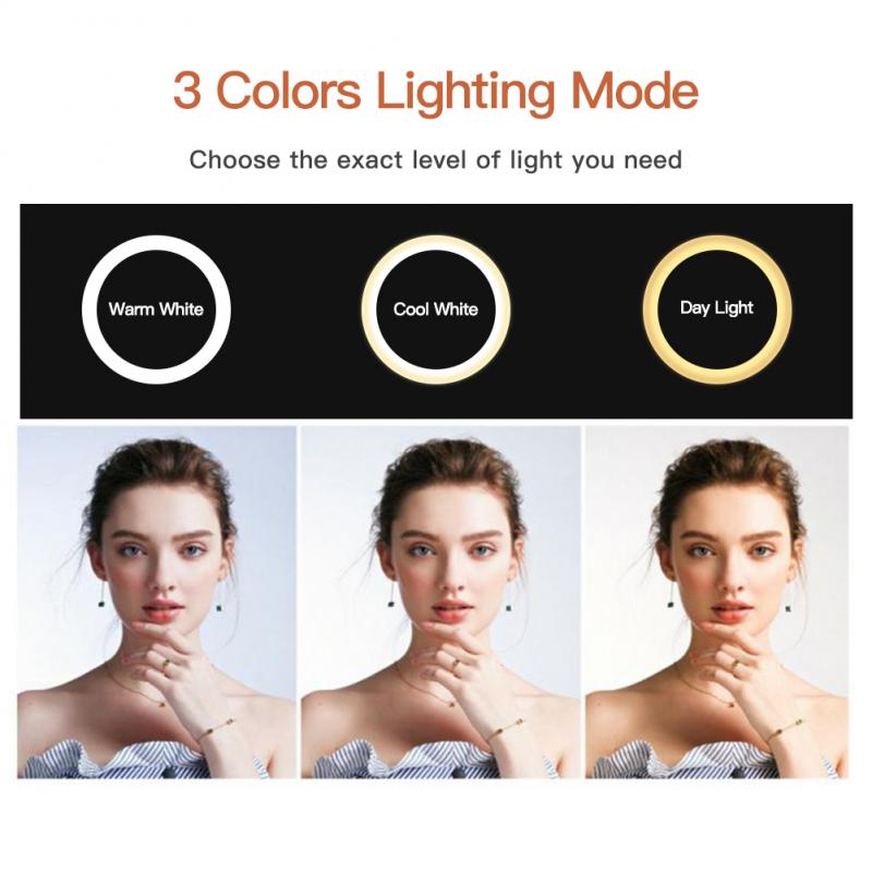 Ring Light Dimmable Cold Warm 10W LED Ring Light For Online Live Makeup Photography Video Live Fill Lamp Tricolor Fill Light
