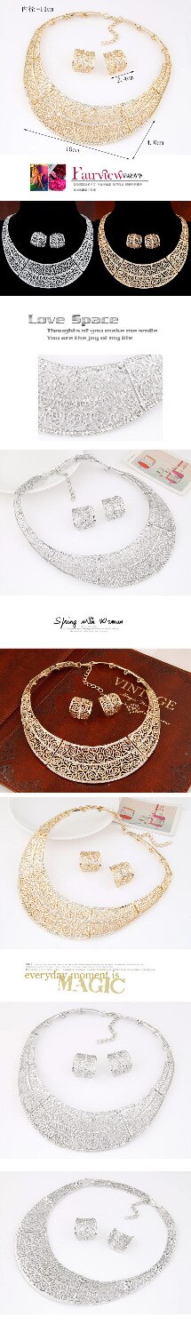 Brincos de piercing conjunto de joias africanas, fino colares maxi de noiva + gotas de ouro/prata, joias de casamento femininas