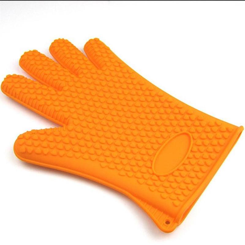 Hittebestendige Siliconen Handschoen Multifunctionele Keuken Handschoenen Hittebestendige Handschoenen Koken Bakken BBQ Oven Handschoenen: Oranje
