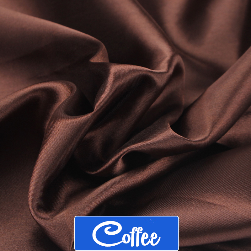 100cm*150cm 16 farger silke og satengstoff satengfarge butylsilke boksfôr lieb skinnende stoffer klær sying ensfarget: Kaffe