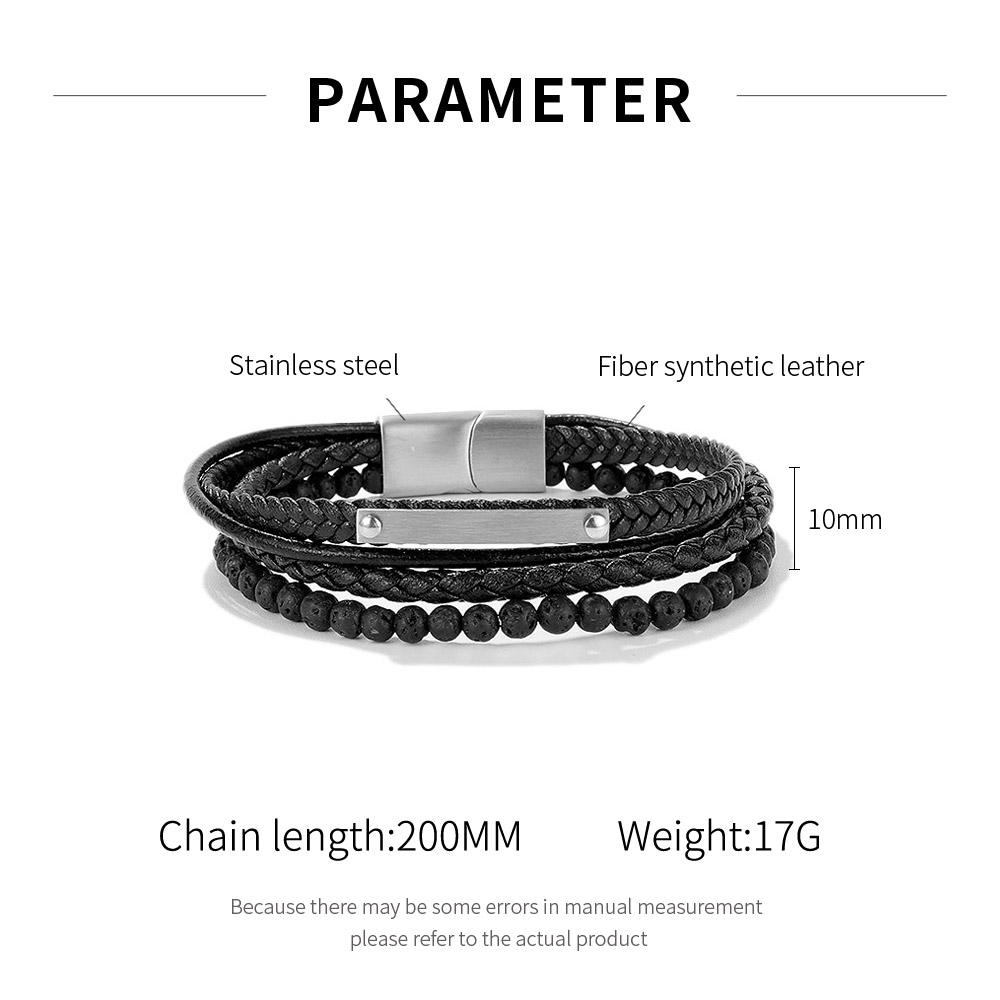 Cyue Europese Mannen Jongen Gevlochten Leer Charm Armband Rvs Knop Polsband Mode-sieraden ZYLB0174