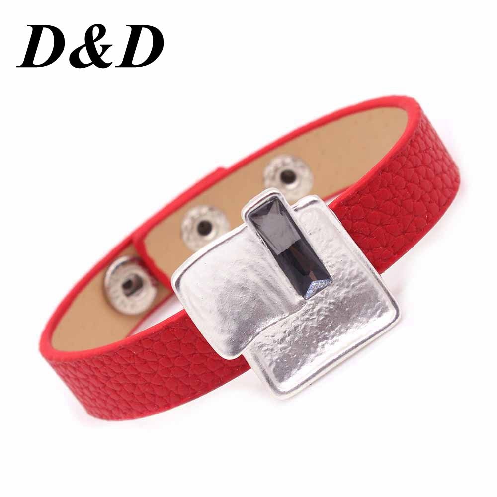 D&d charm zwarte leren armband voor dames, coole sluiting, polsbandjes, armbanden en bangles