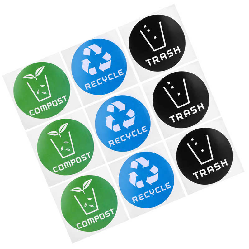 Sign Decal /Set Compost Sticker Decal Recycle Sticker for Trash Cans