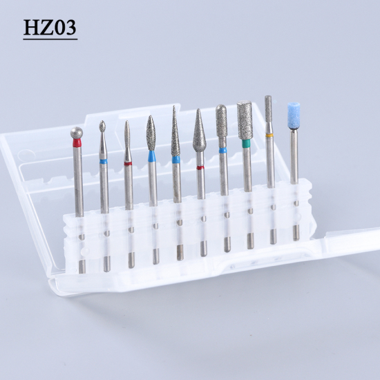 Nail Drill Bits Set Box Cuticle Elektrische Manicure Pedicure Diamant Keramische Borstel Bestand Freesmachine Accessoires Tool TRHZ01-04: HZ03