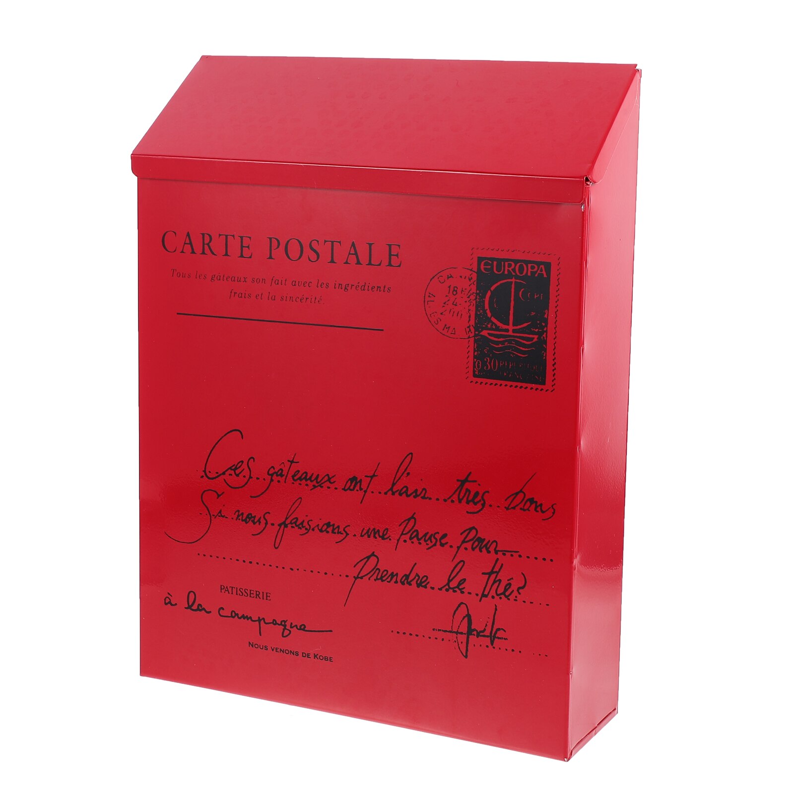 Locking Letter Box Vintage Mailbox Wall Mount Postal Letter Box Newspaper Box: Red