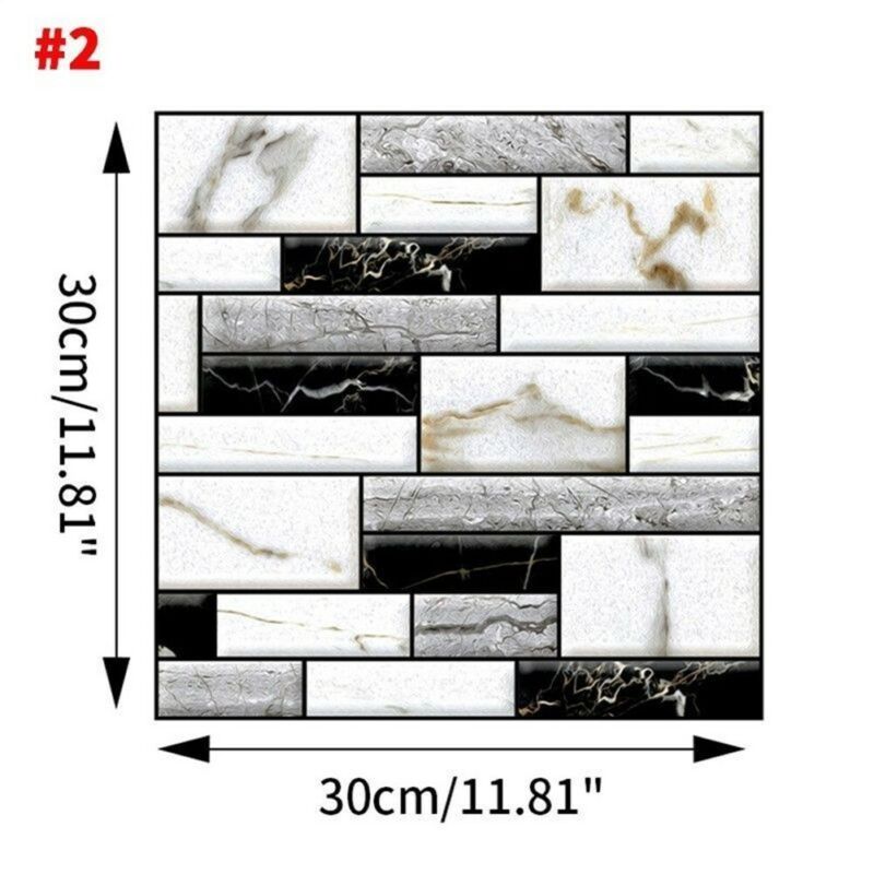 PVC Ceramic Tile Stickers 3D Tile Brick Wall Sticker Self-adhesive Waterproof Foam Panel Sticker 30*30cm: White