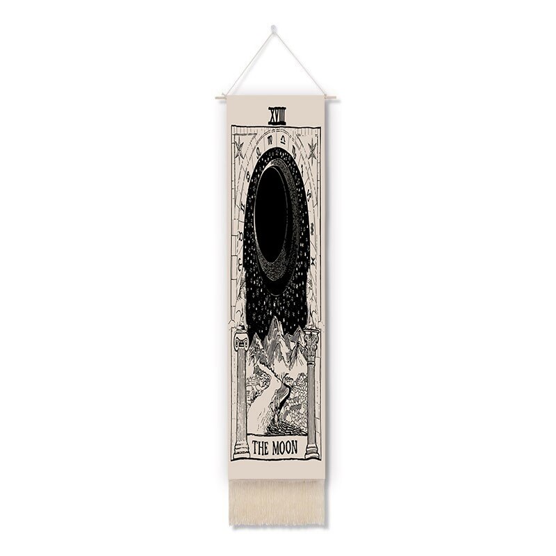 Tapiz de pared de Tarot de Luna nocturna, Mandala, decoración del hogar, imágenes colgantes de dormitorio, diagrama de eje de algodón y lino de macramé: GTTLP(90)
