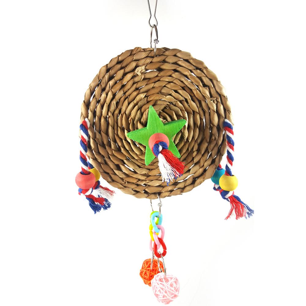 Parrot supplies bird toy scratching toy hand-knitted bite toy straw bite toy parrot supplies birdcage accessories pet supplies