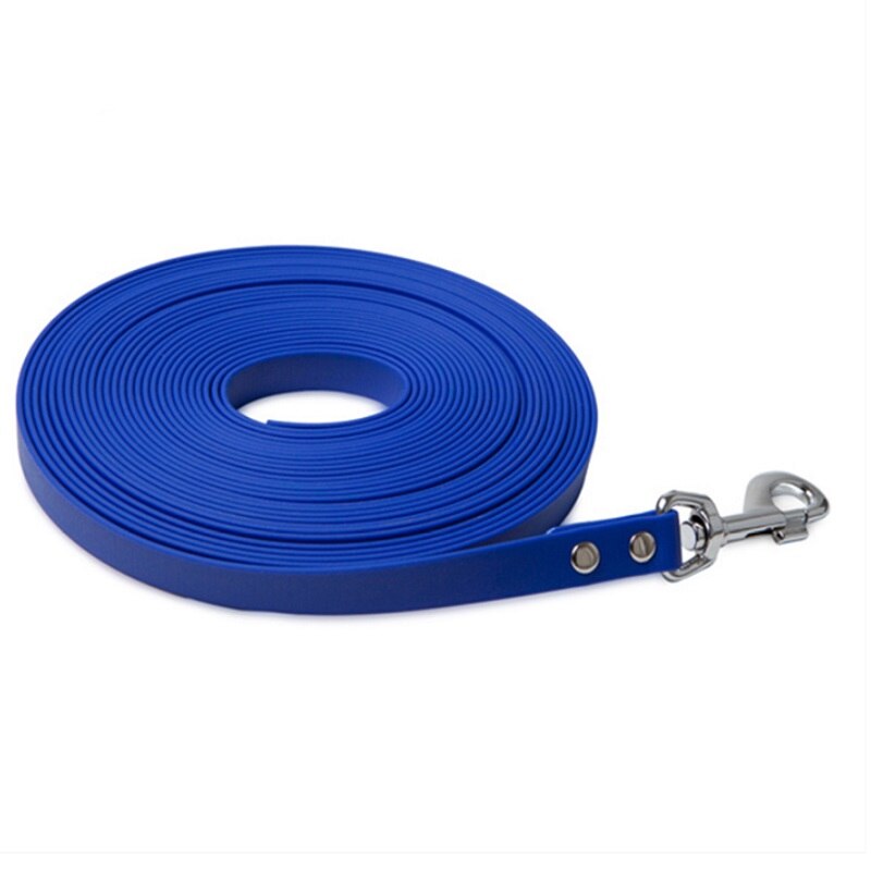 Laisse imperméable en PVC pour chien, collier pour chiot, accessoire pour chien, entraînement de rappel, suivi d'obéissance, facile à nettoyer: Blue / 5m