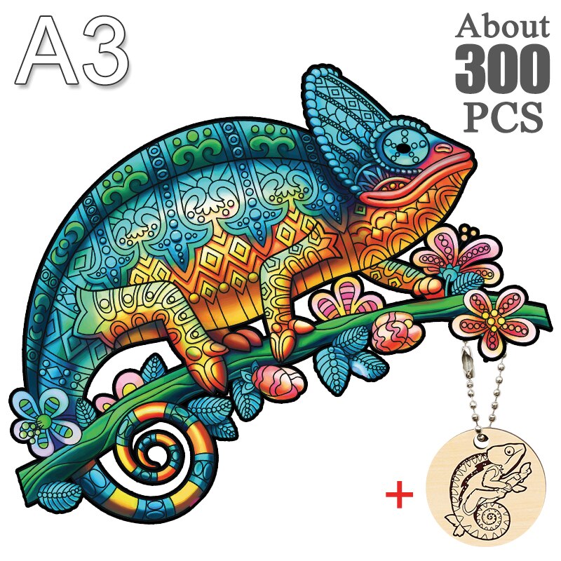 Puzzle caméléon 3D En Bois pour enfant et adulte, jeu de magie, Puzzle éducatif, du nouvel an: BSL-03-A3